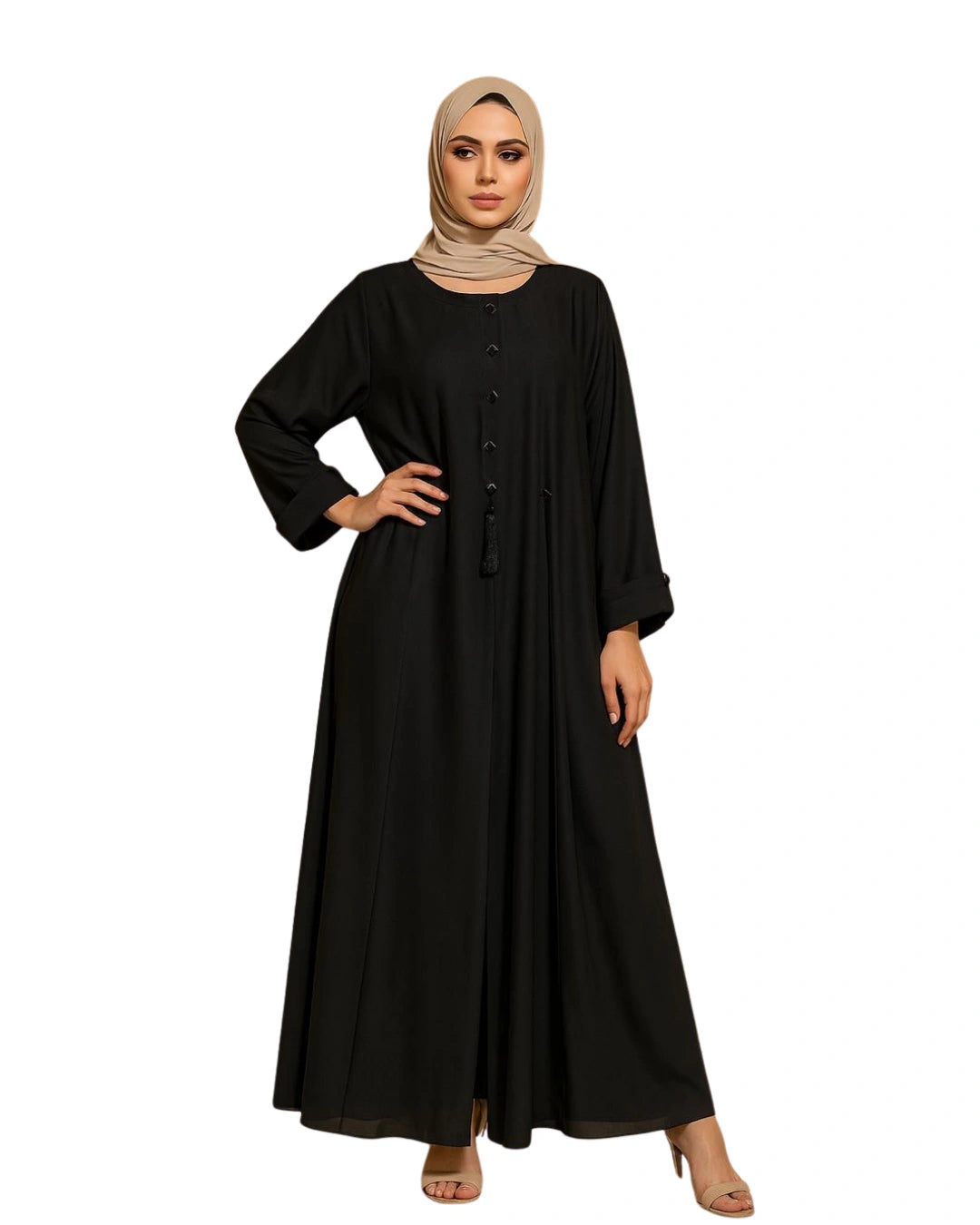 Black A-Line Embellished Abaya