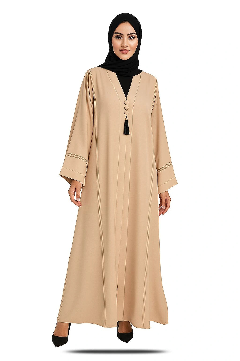 Zoom Plated Abaya-Brown