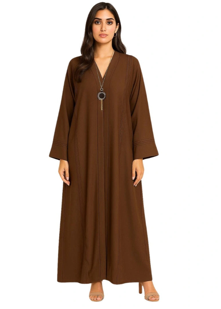 Zoom Plated Abaya-Brown