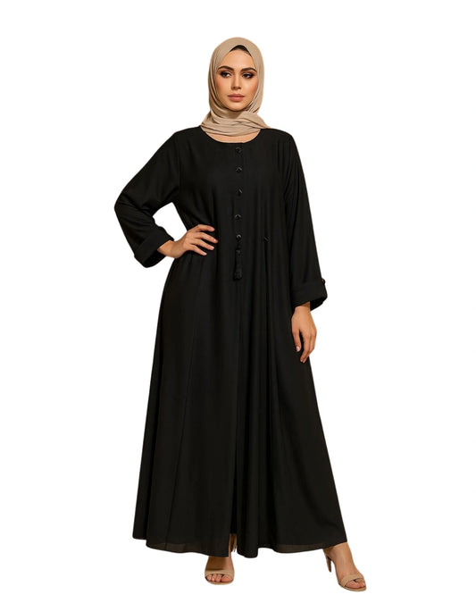 Black A-Line Embellished Abaya
