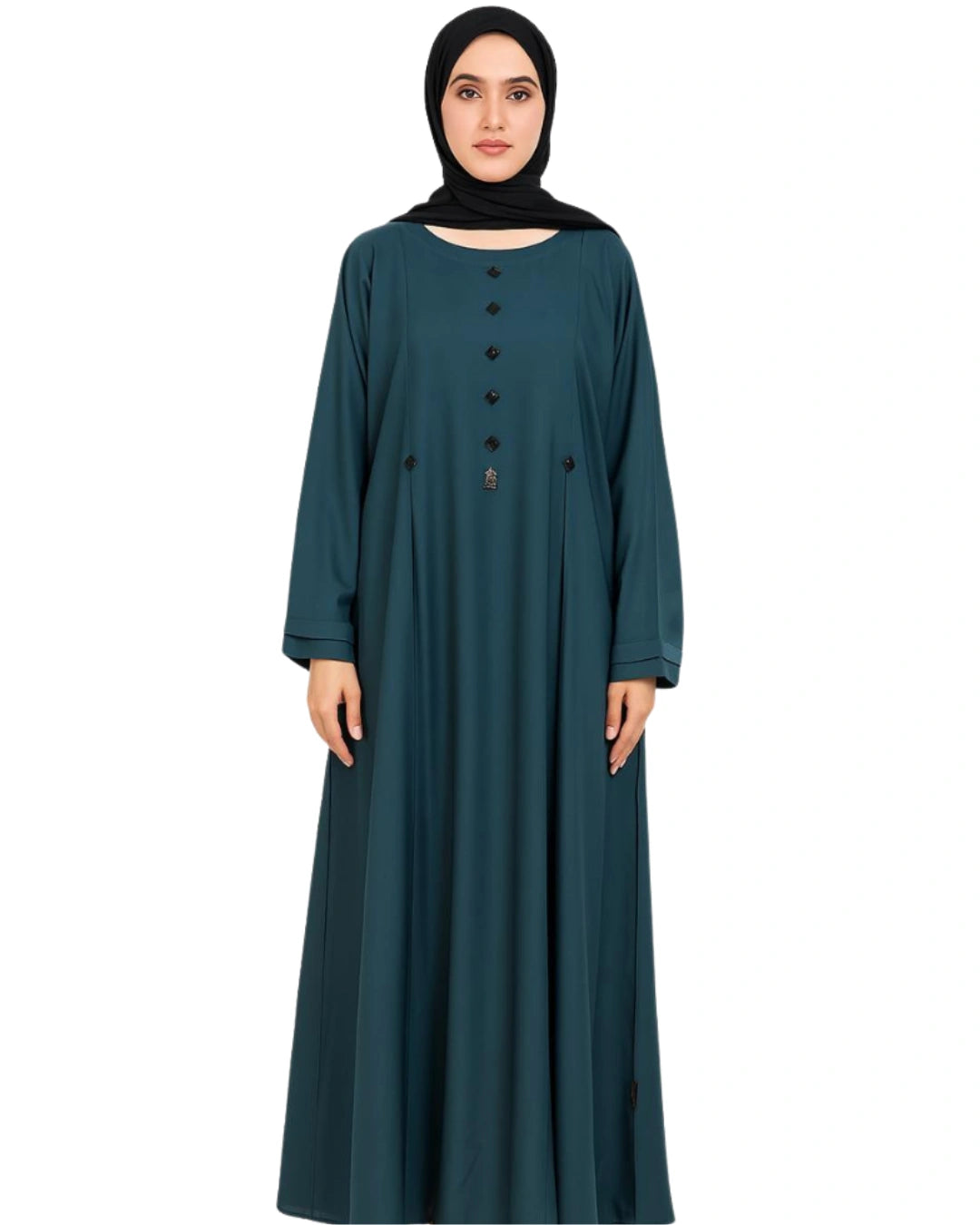 Deep green-line embellished abaya