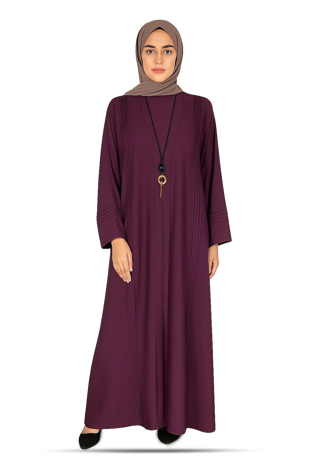 Zoom Plated Abaya-Dark Purple