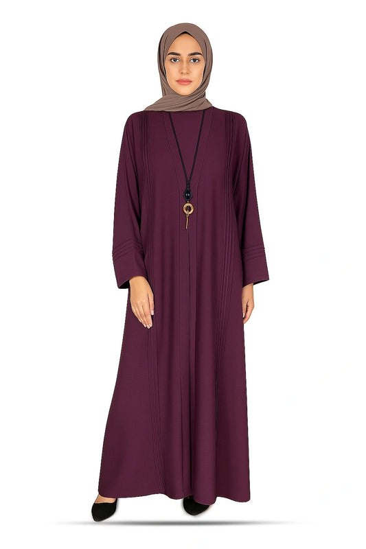 Zoom Plated Abaya-Dark Purple