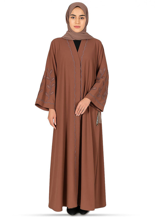Premium Designer Abaya-Rich Brown